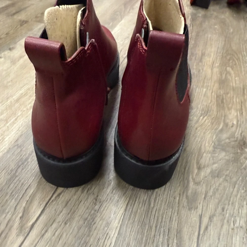 Franco Sarto Burgundy Leather Mini Boots Size 9 - Picture 5 of 6